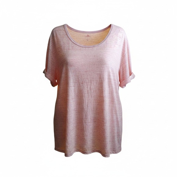 Woman Within T-Shirt Plus Size‎ 1X 22 24 Soft Pink Heathered S/S Tee Shirt Top - Picture 8 of 9